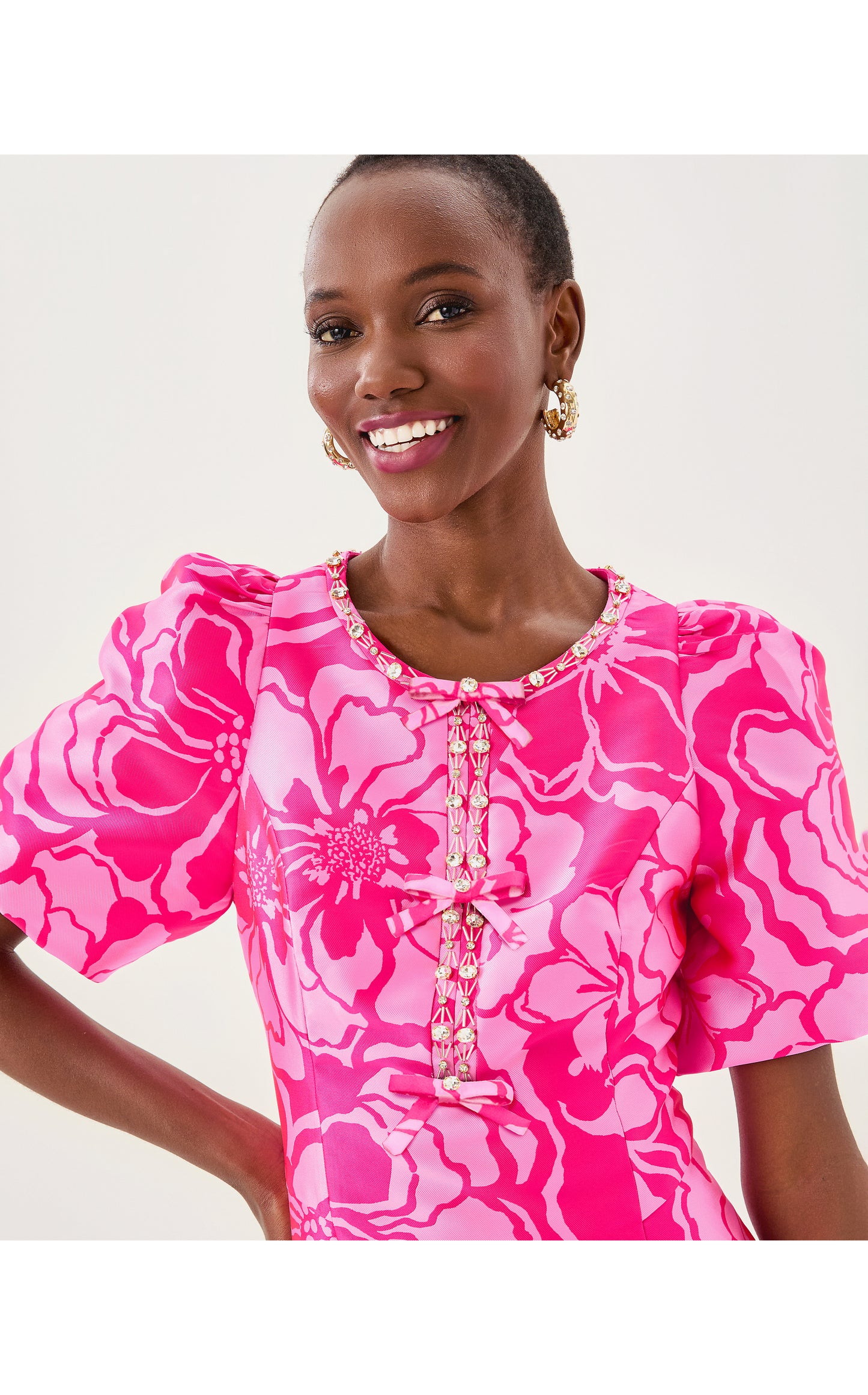 Britnee Jacquard Shift Dress - Go Big Parigi Pink