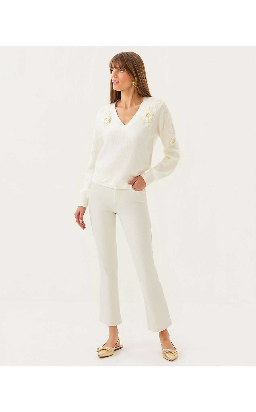 Alayla Sweater - Coconut - Garden Embroidery