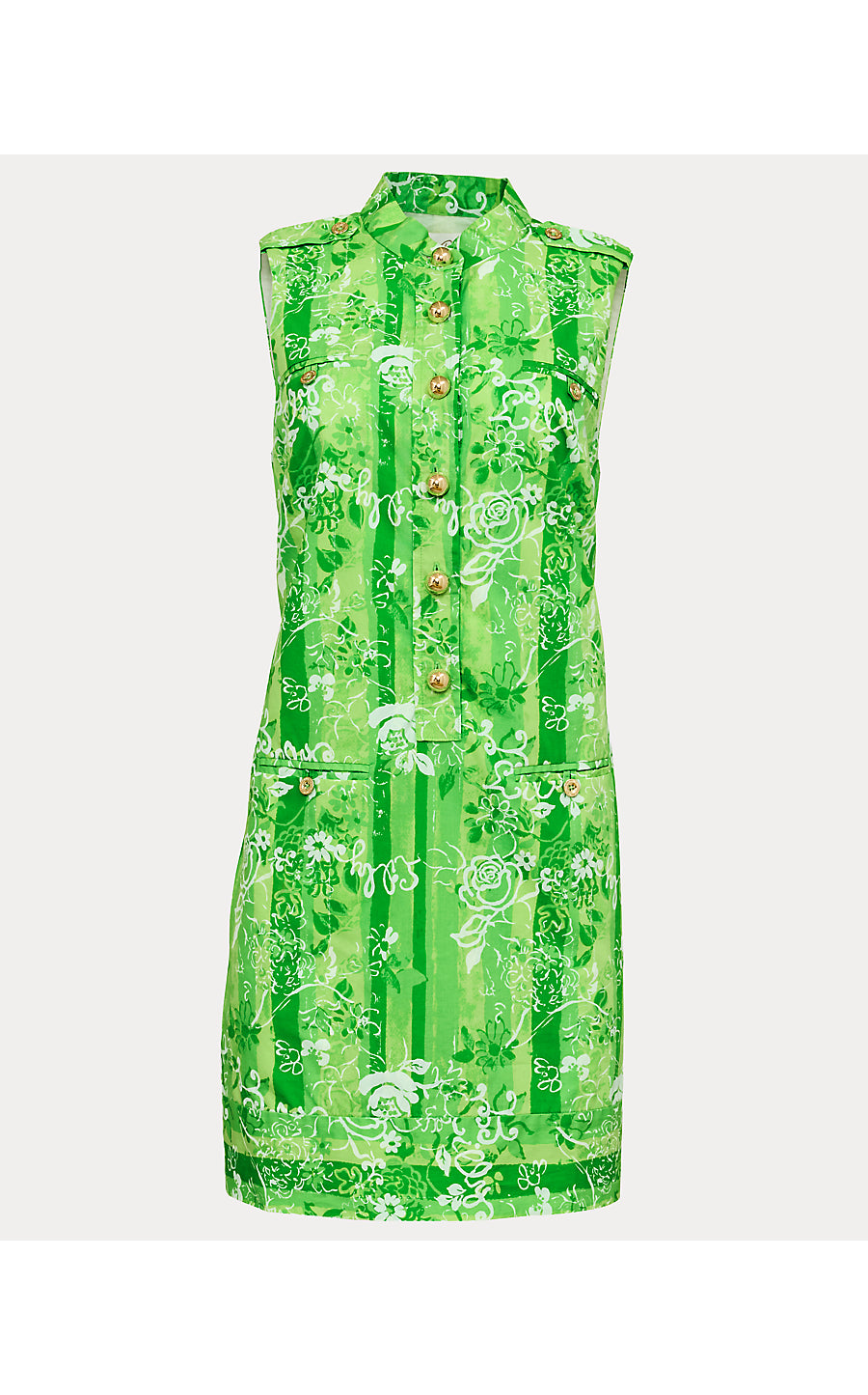 Zorella Shift Dress - Jackfruit Green - Roseys Petals Overlay