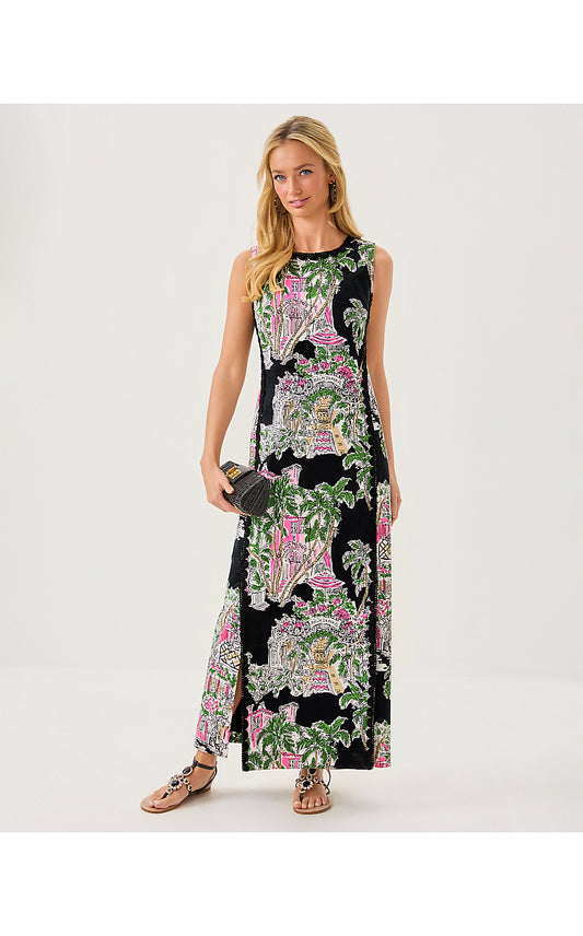 Darlene Stretch Maxi Dress - Onyx - Oversized PB Anniversary Toile