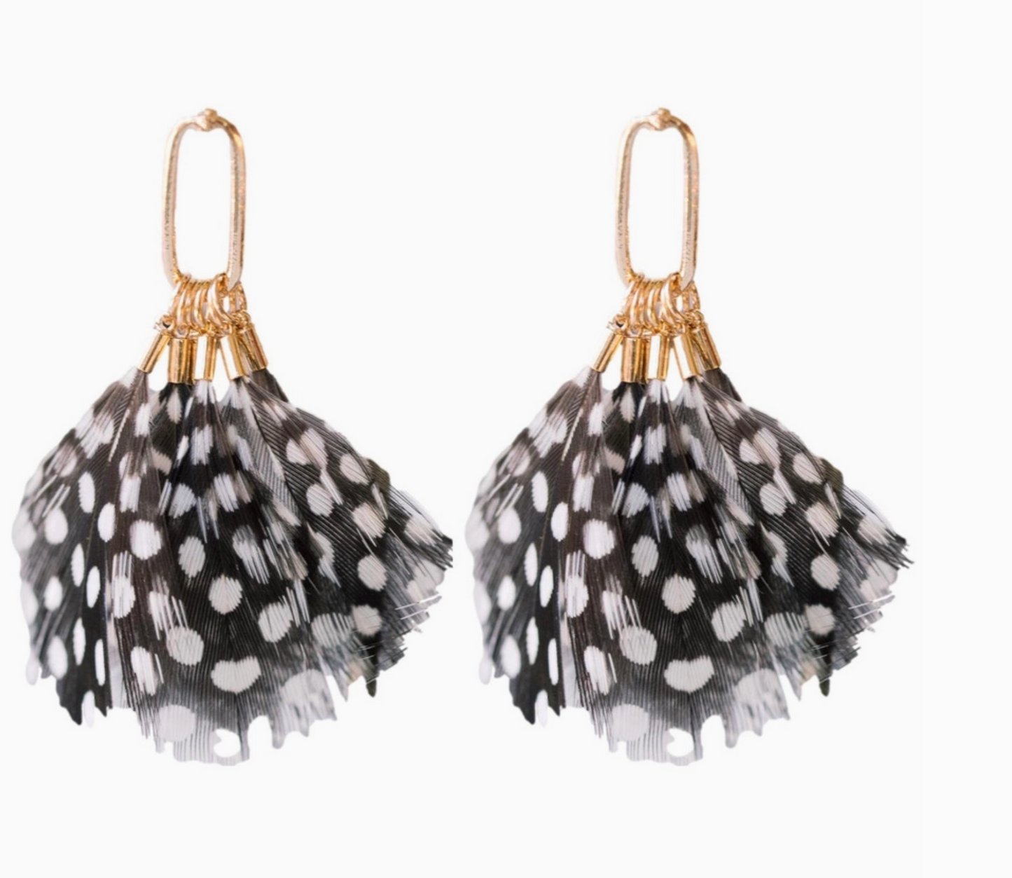Spotted Feather Fall Statement Tassel Earrings