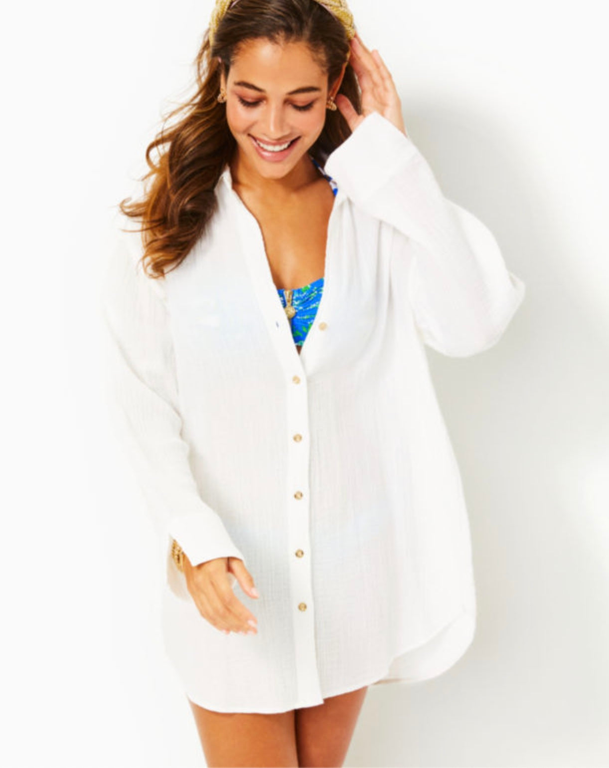 Kwitney Long-Sleeve Coverup - Resort White