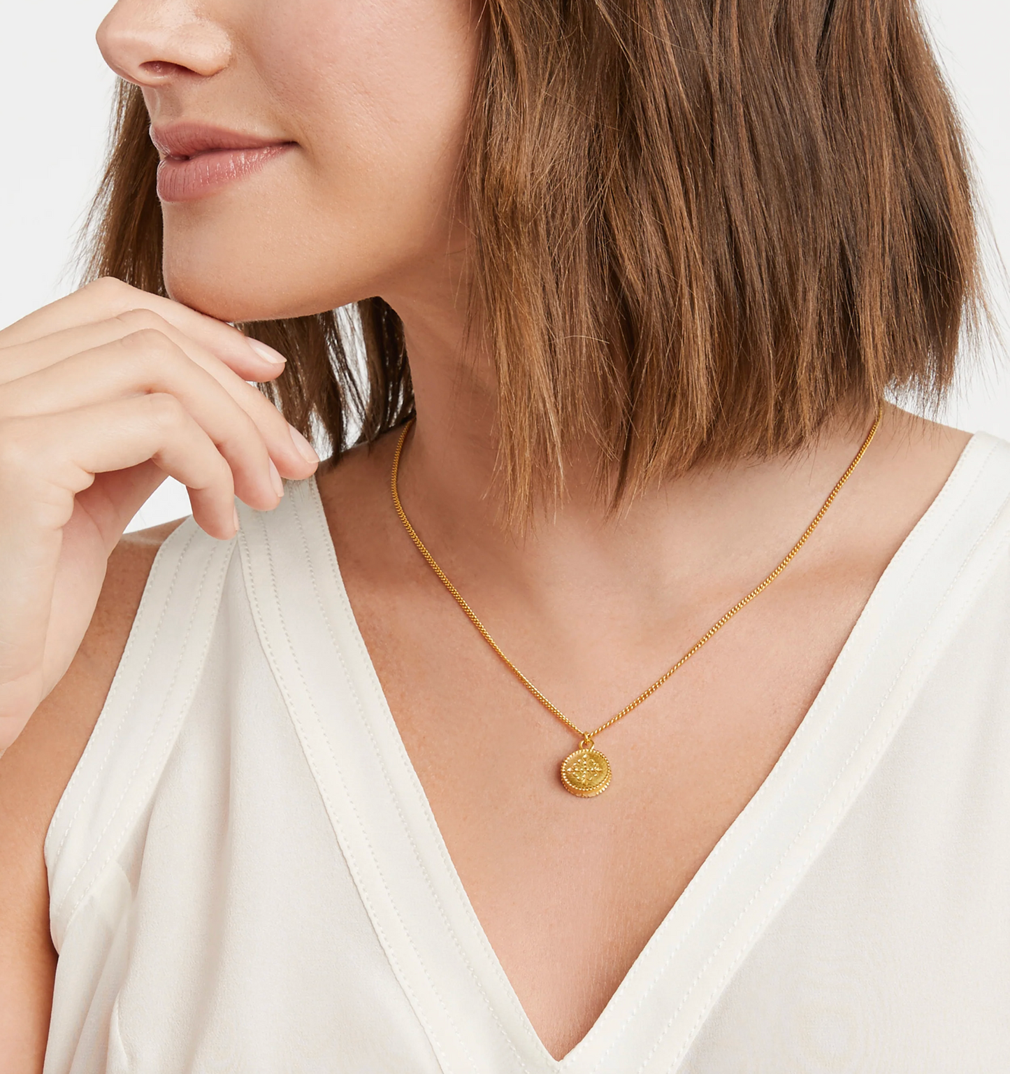 Fleur-de-Lis Solitaire Necklace - Iridescent Clear Crystal