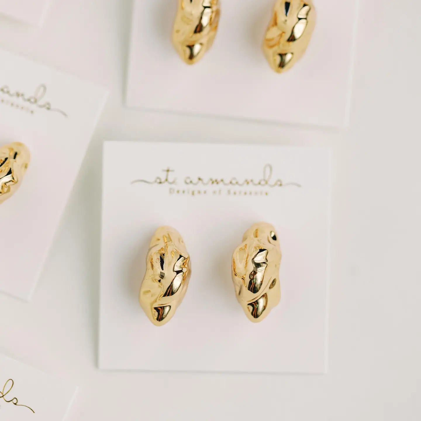 Crumpled Gold Vintage Style Huggie Hoops