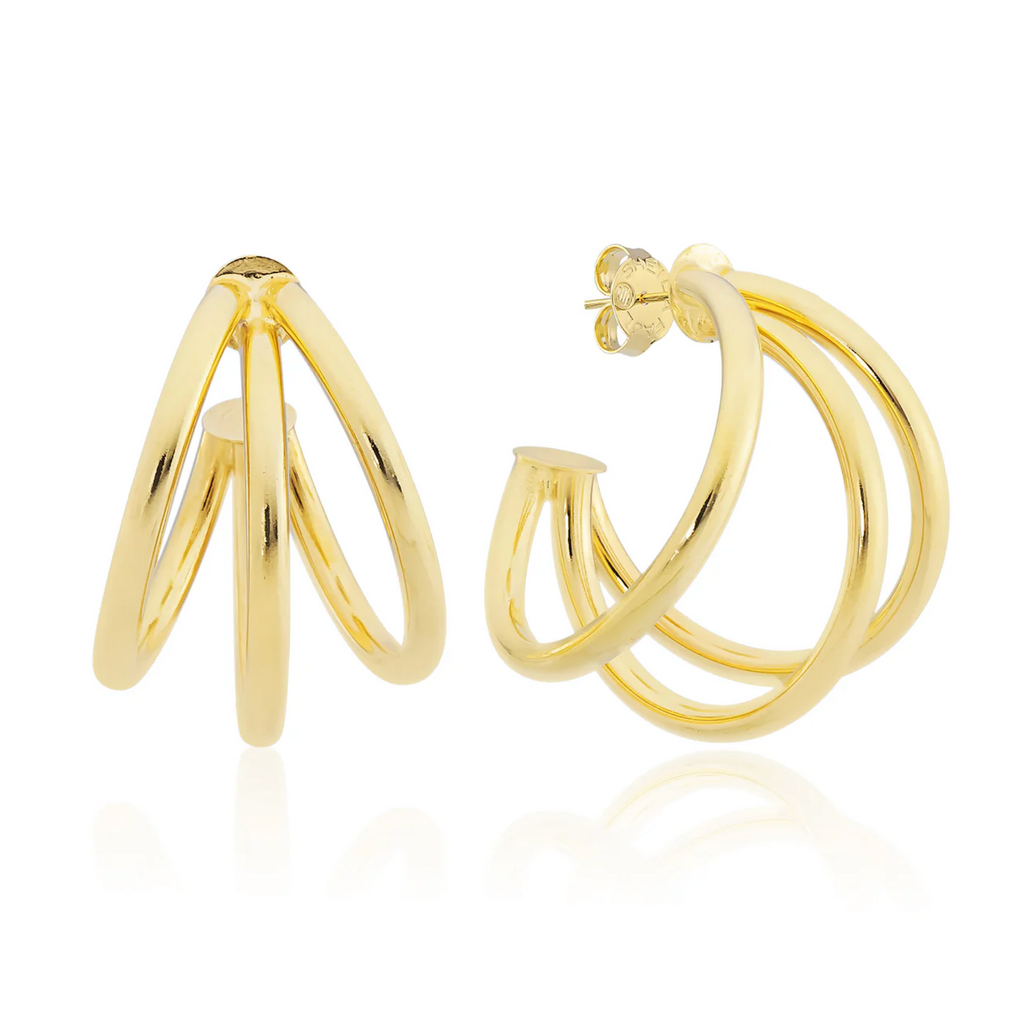 Triple Claire Hoops - Shiny 18K Gold Plated