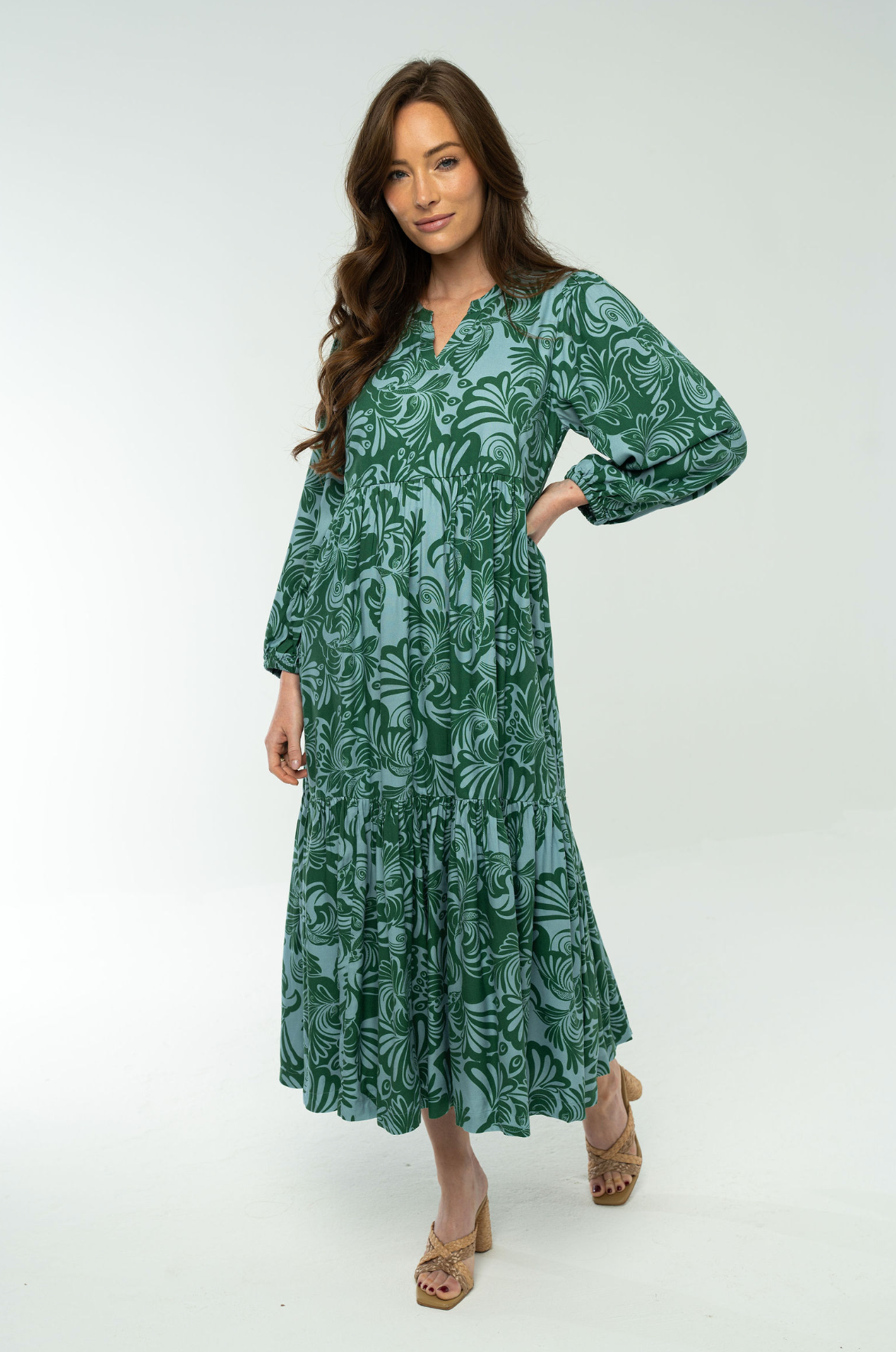 Long Sleeve Jenny Maxi Dress - Kelly Green