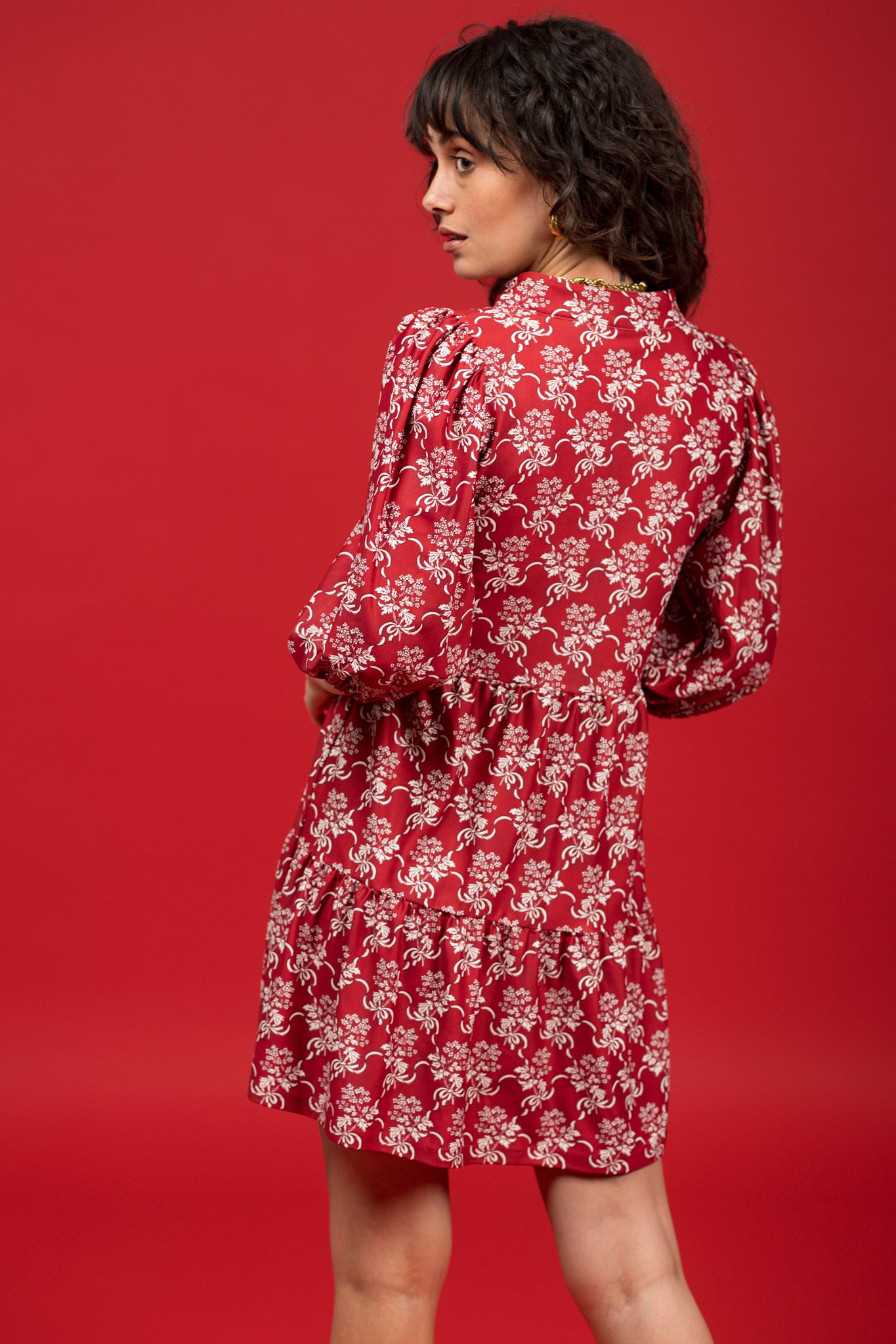 The Tory Dress- Ribbon Bouquet Red