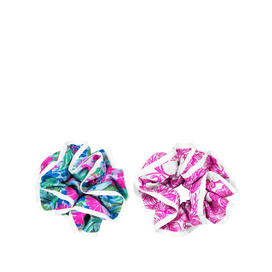 Layered Ruffle Scrunchie Set, Unforgettable Pink/Endless Summer