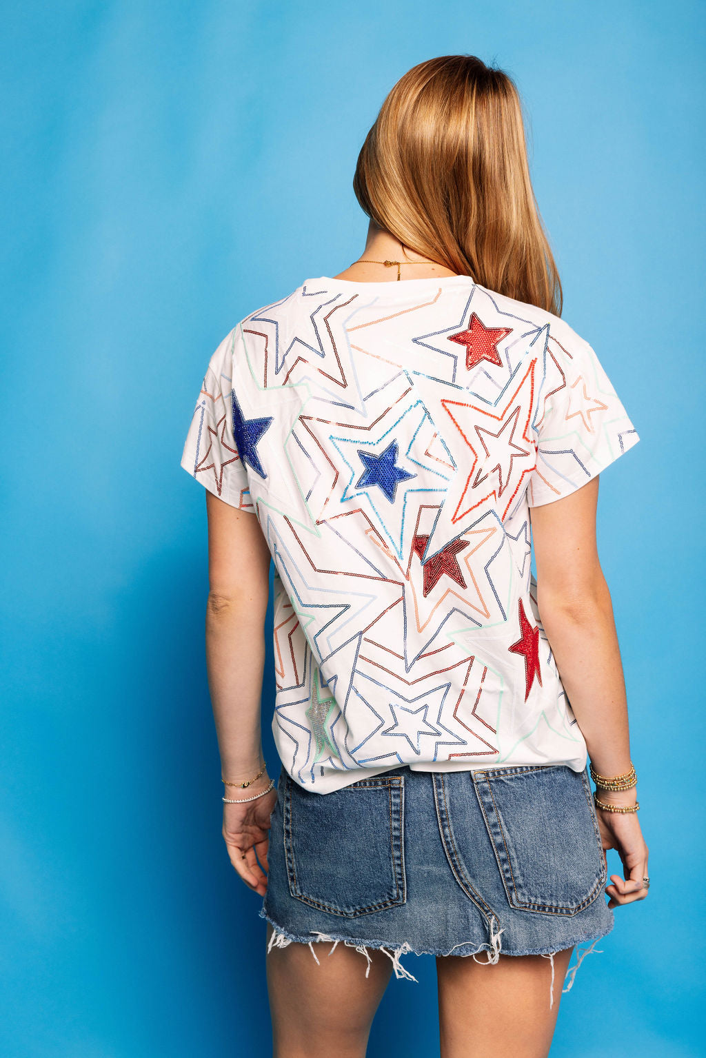 White, Red & Blue Groovy Star Tee