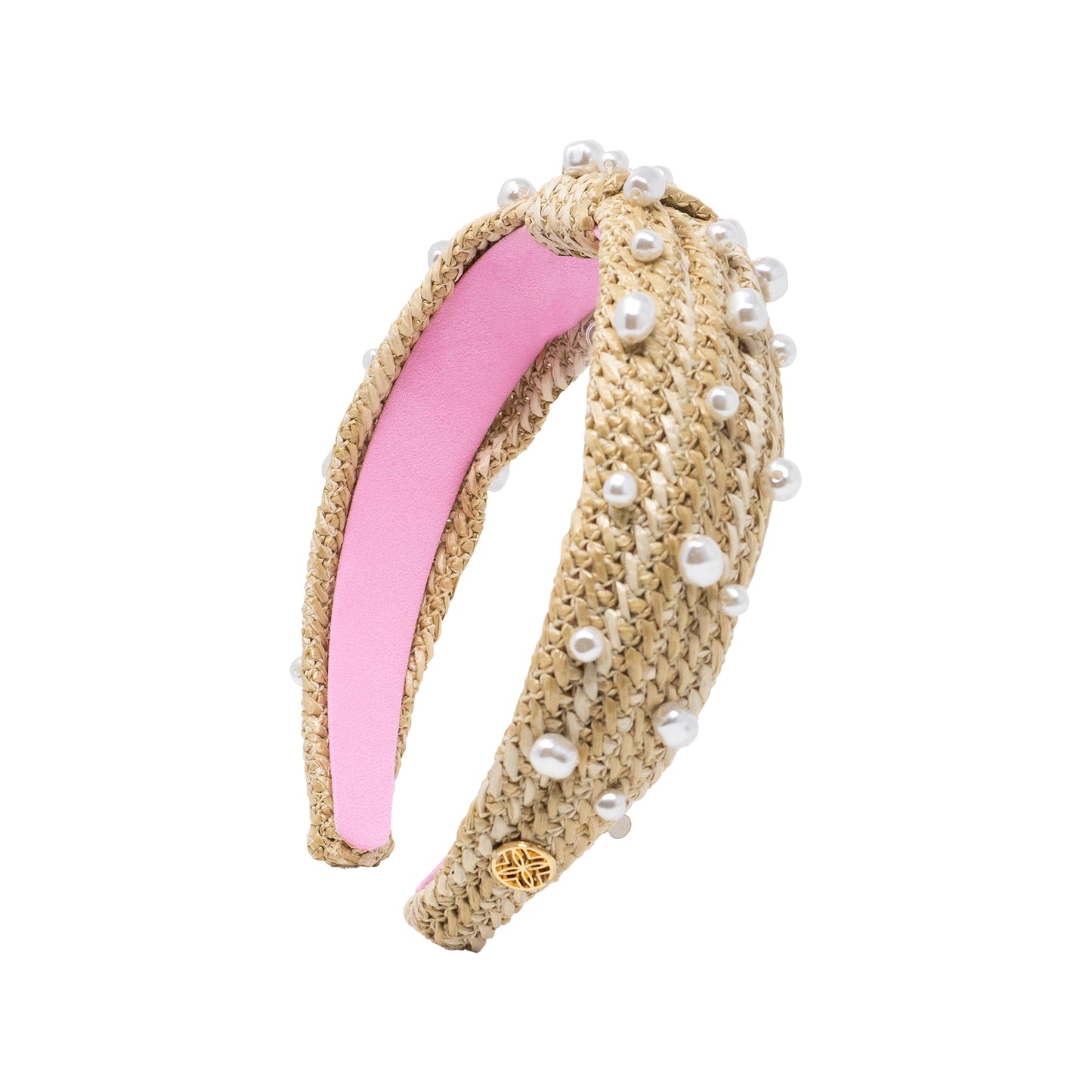 Embellished Low Knot Headband - Raffia