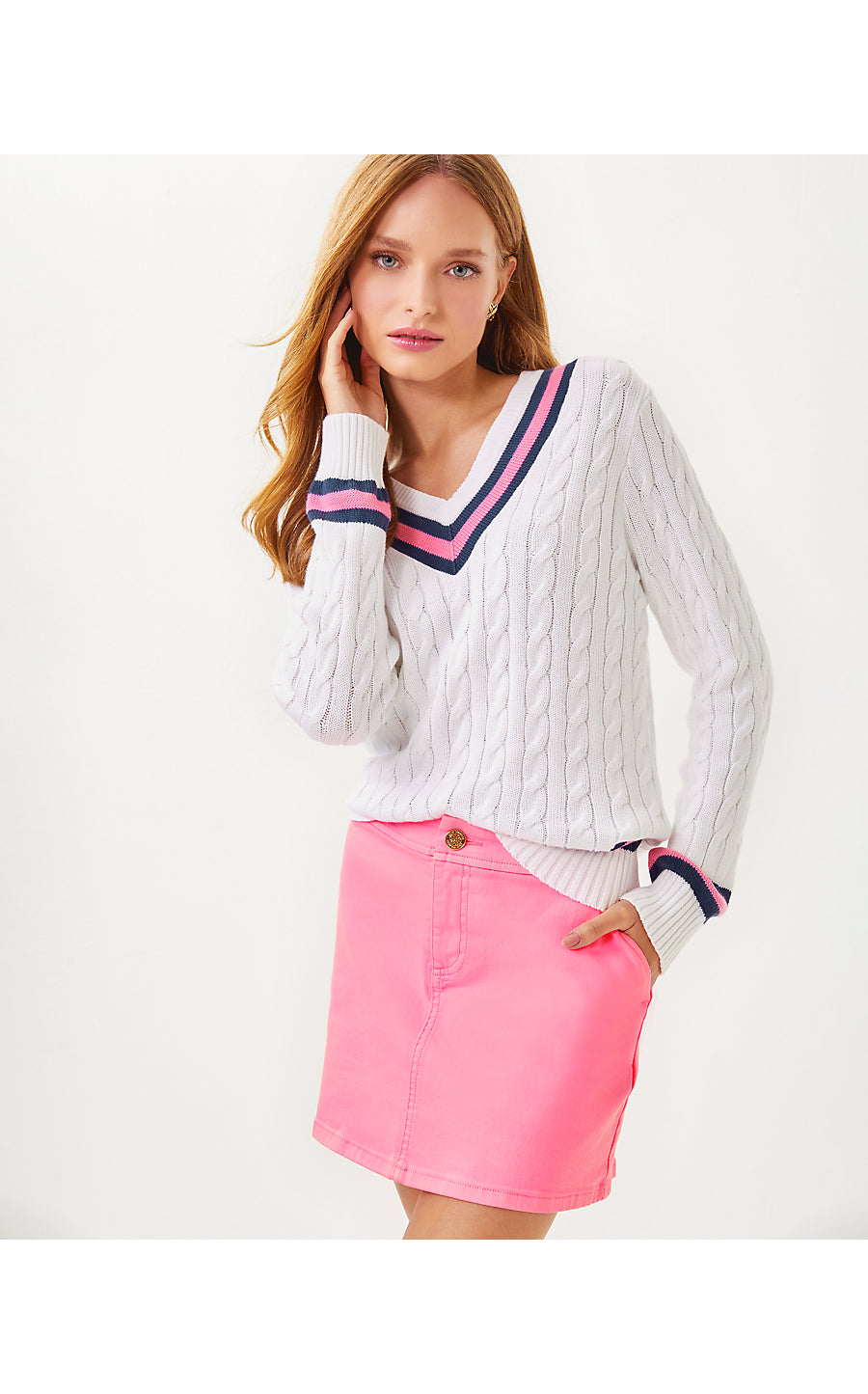 Colette Denim Skort - Rousseau Pink