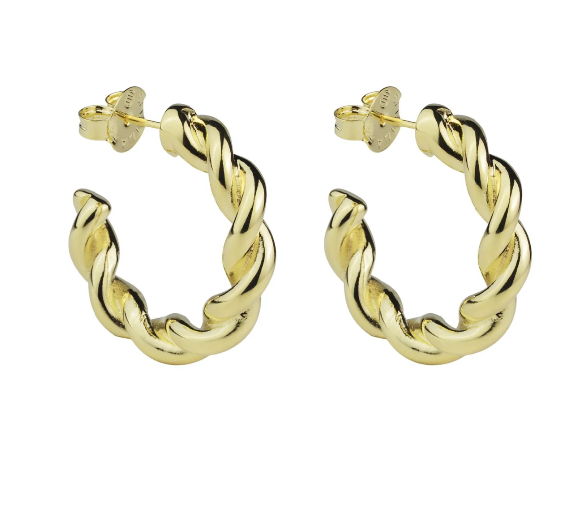Small Twisted Hoops - Shiny 18K Gold Plated