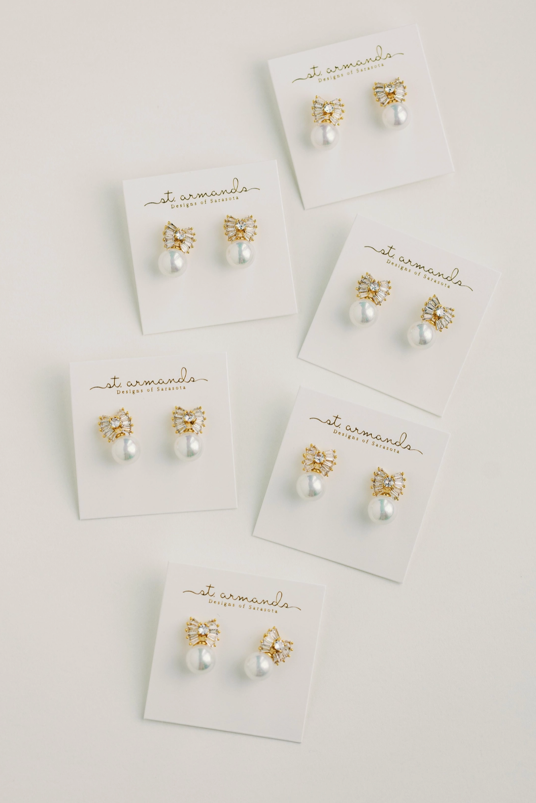 Gold Pearl Sparkler Holiday Statement Bow Earrings