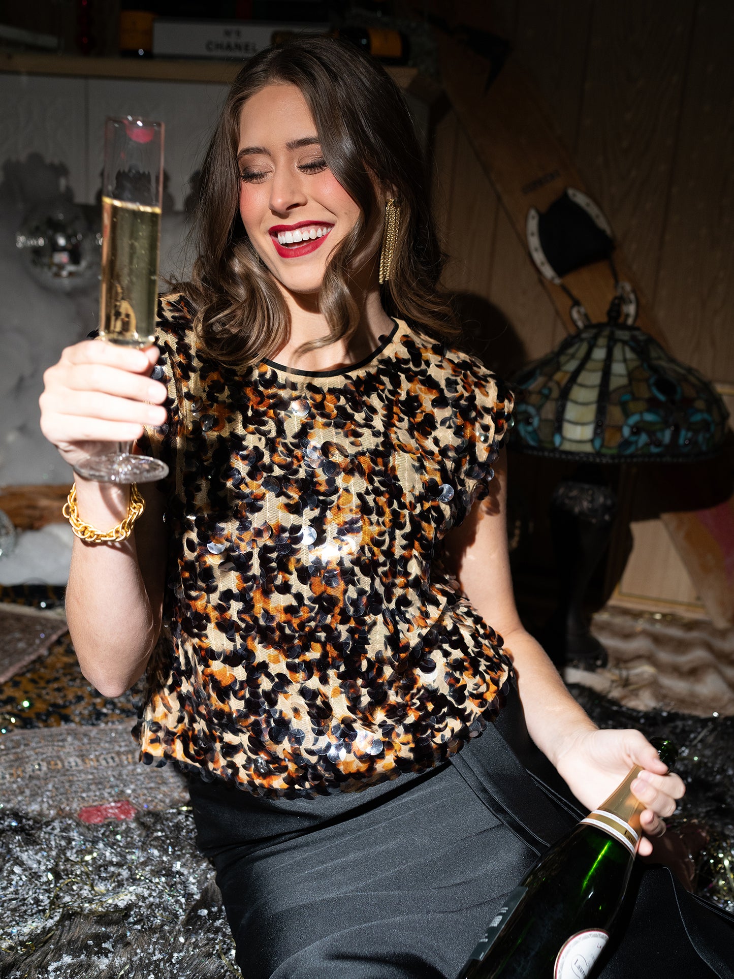 Hatti Tank - Tortoise Shell Sequin