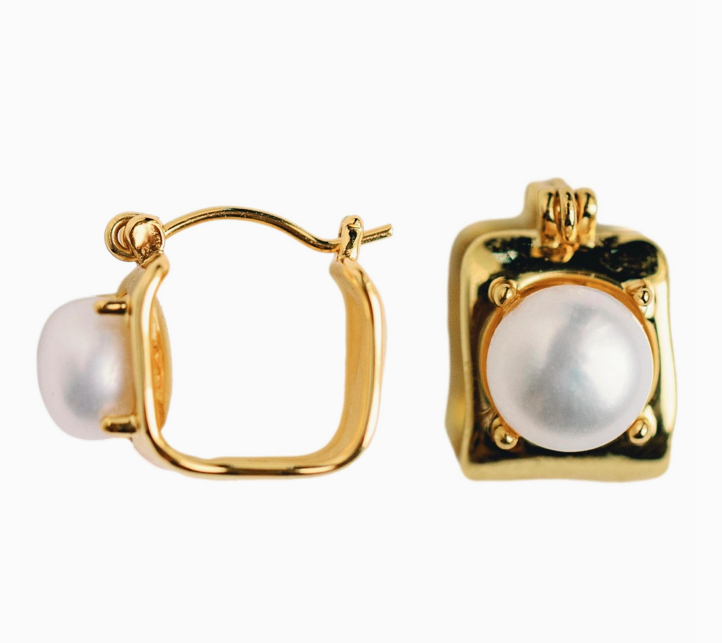 Vintage Mini Square Gold Plated Huggie  Hoop Earrings