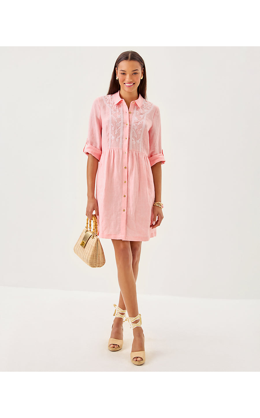 Shaela Dress - Sorbet Pink x Resort White