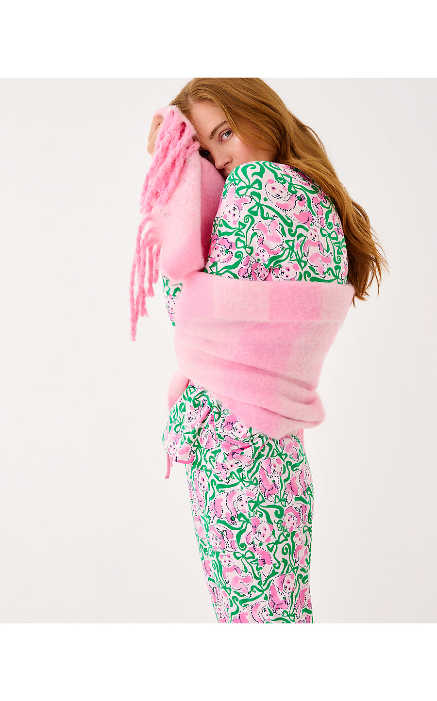 Camelia Fringe Wrap - Pink Quartz x Conch Shell Pink