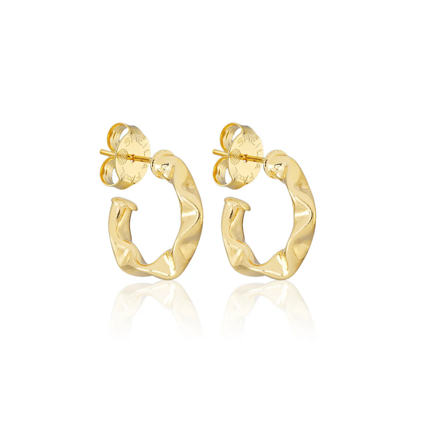 Small Wrinkled Hoops - Shiny 18K Gold Plated