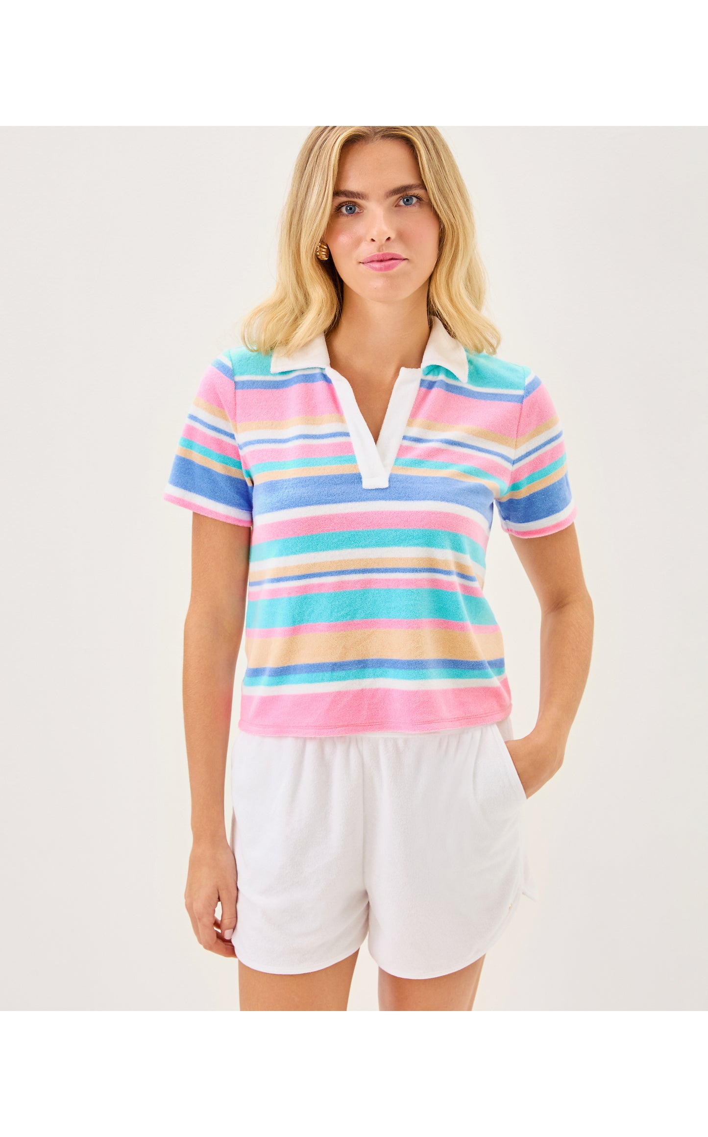 Florie Terry High Rise Shorts - Resort White