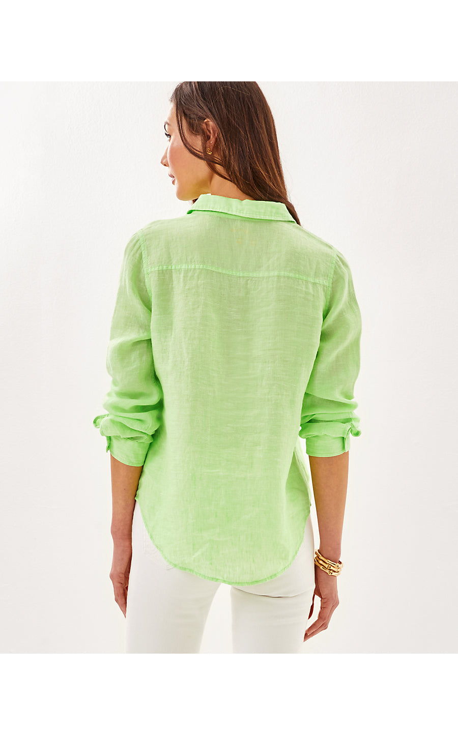 Sea View Button Down - Jade Lime x Resort White