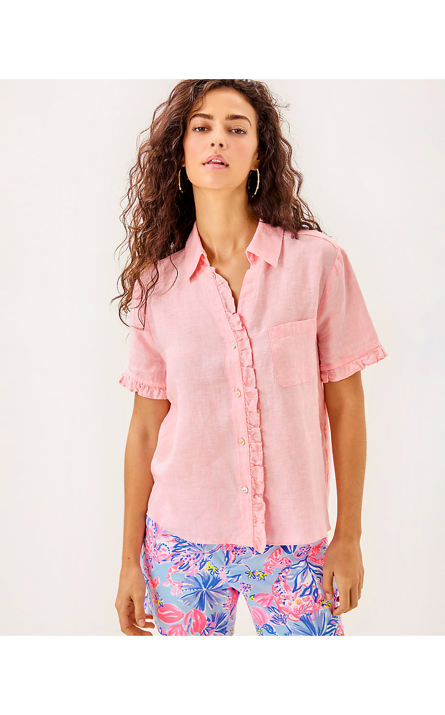Carden Ruffle Top - Sorbet Pink