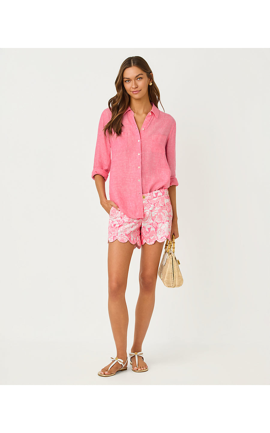 Sea View Button Down Shirt - Cherry Blossom Pink X Pink Muse