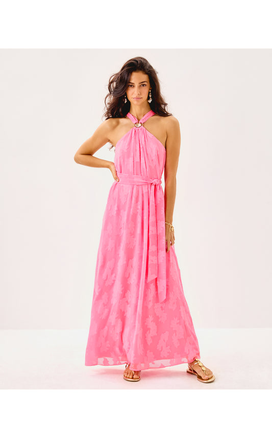 Clairabel Maxi Dress - Rousseau Pink Coral Swirl