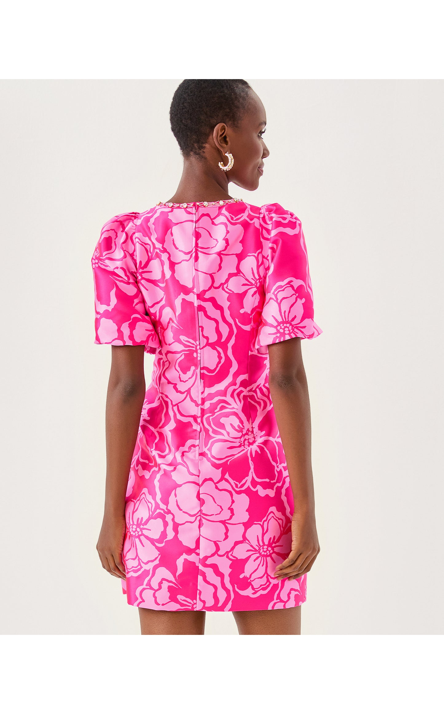 Britnee Jacquard Shift Dress - Go Big Parigi Pink