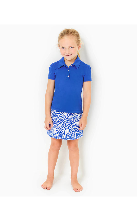 Mini Frida Puff Sleeve Polo - Martinique Blue