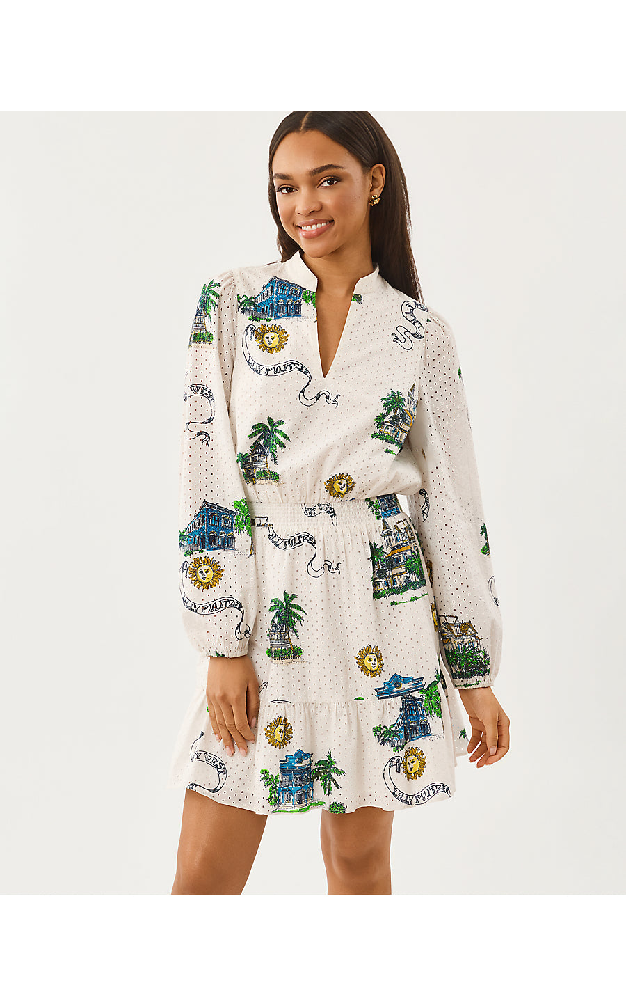 Axton Key Eyelet Dress - Key West Toile