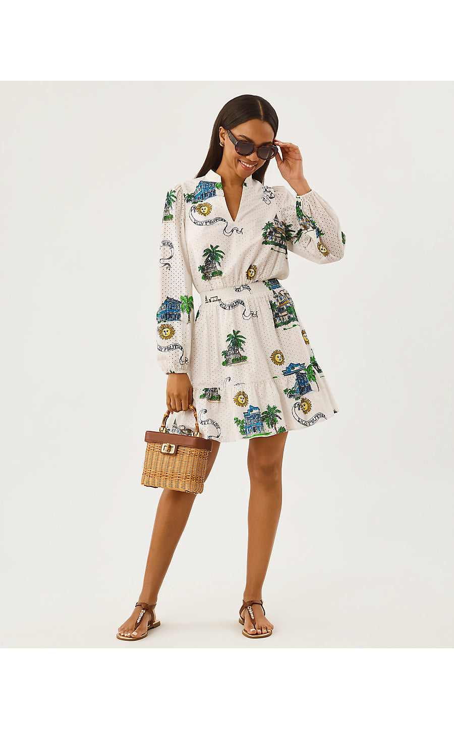 Axton Key Eyelet Dress - Key West Toile