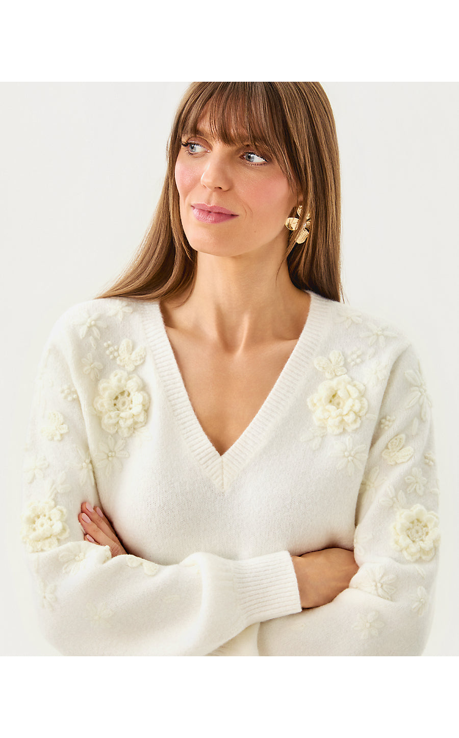 Alayla Sweater - Coconut - Garden Embroidery