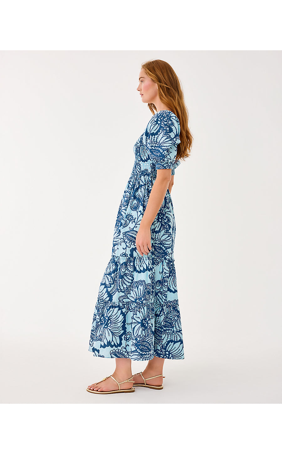 Hadly Short Sleeve Maxi Dress - Proud as a Peacock