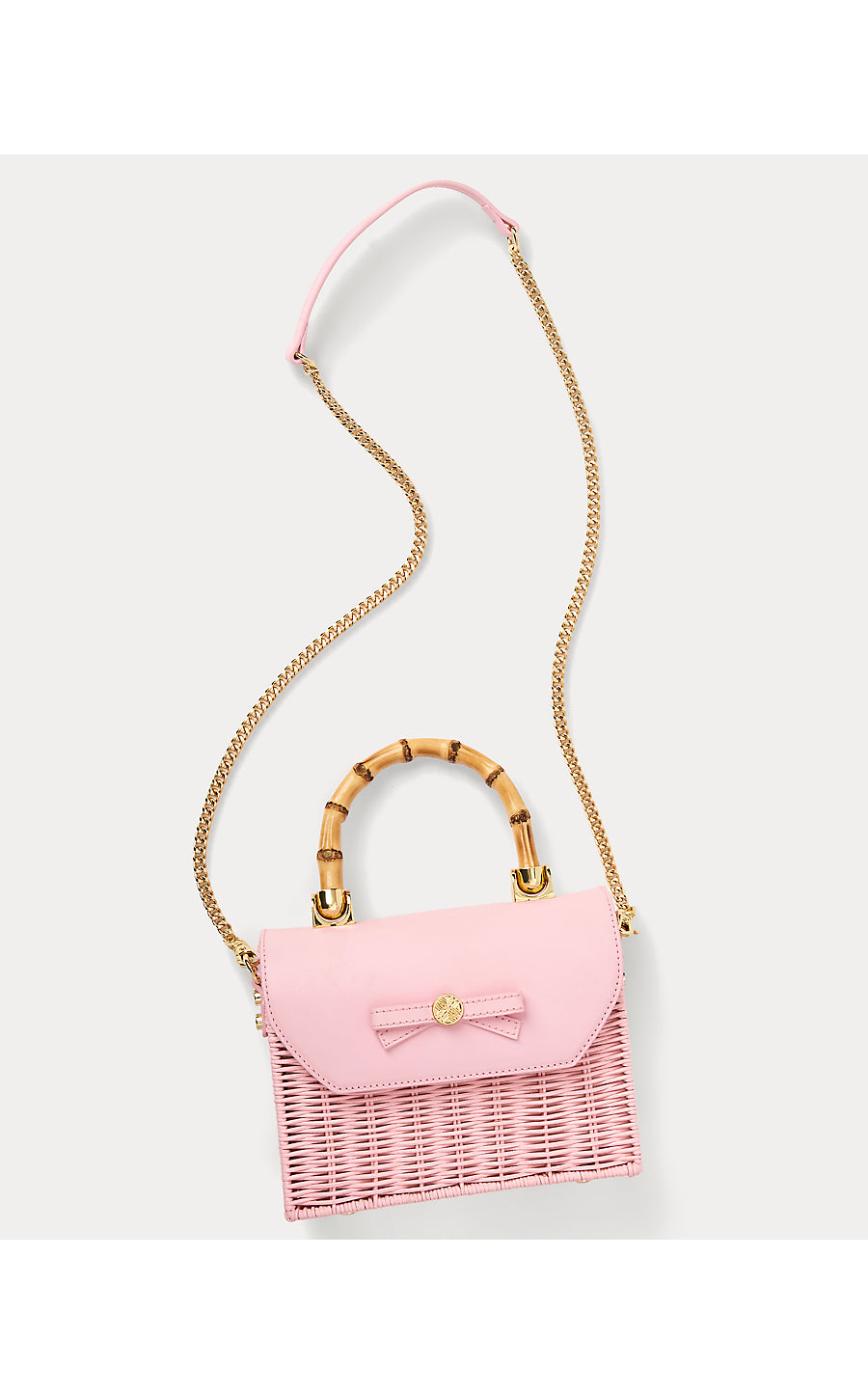 Teighen Bow Wicker Bag - Pink Muse