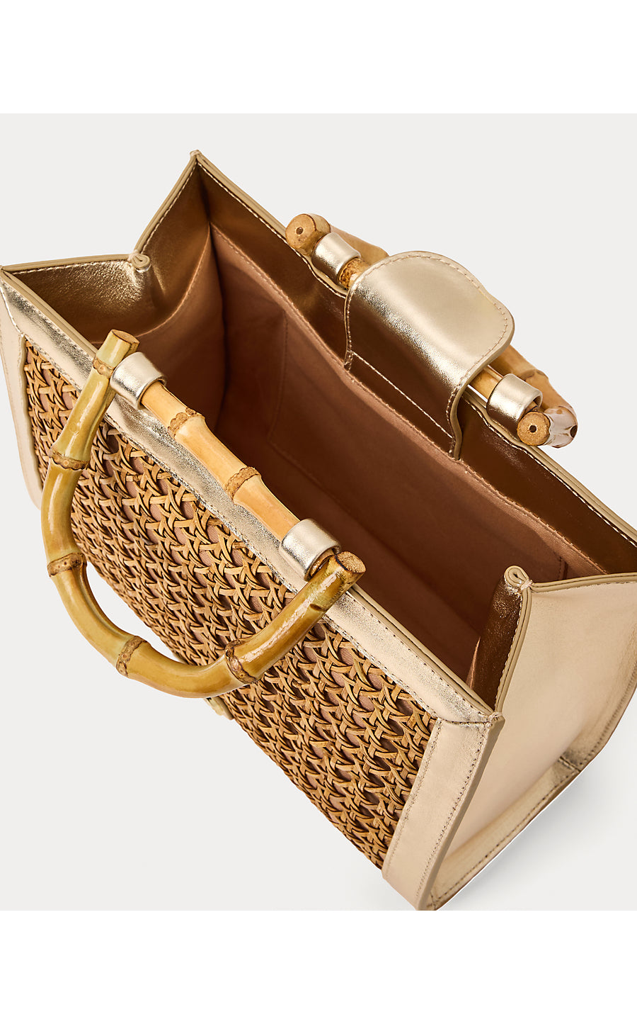Liza Cane Top Handle Bag - Natural