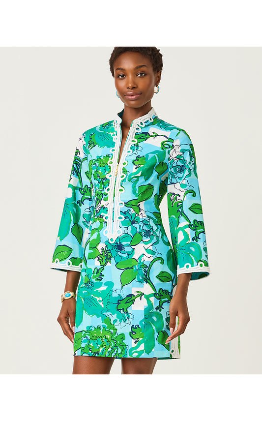 Shealyn 3/4 Sleeve Dress - Capri Blue - Rousseaus Roses