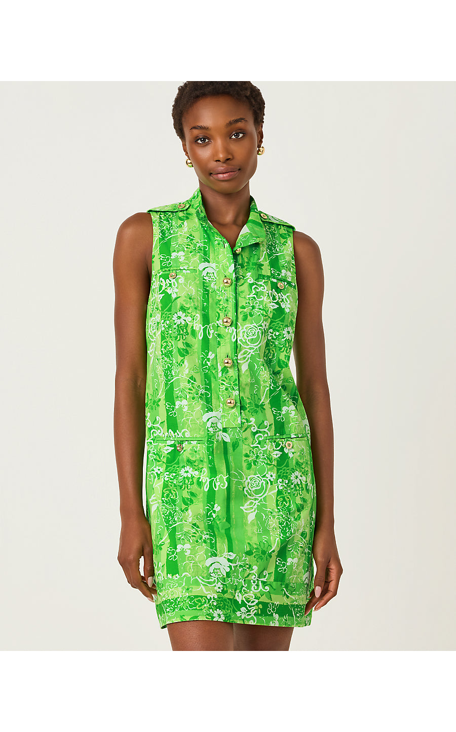 Zorella Shift Dress - Jackfruit Green - Roseys Petals Overlay