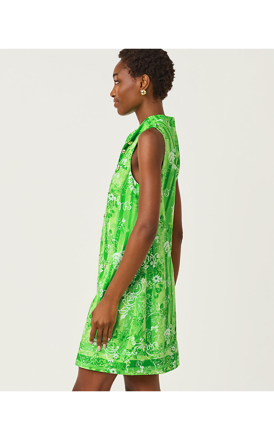 Zorella Shift Dress - Jackfruit Green - Roseys Petals Overlay
