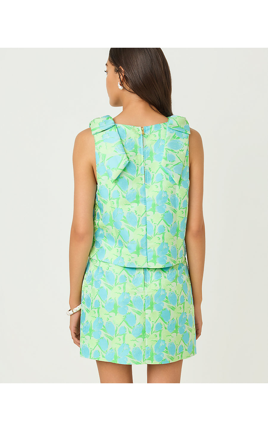 Annaleese Crop Top - Capri Blue - Tulip Tango