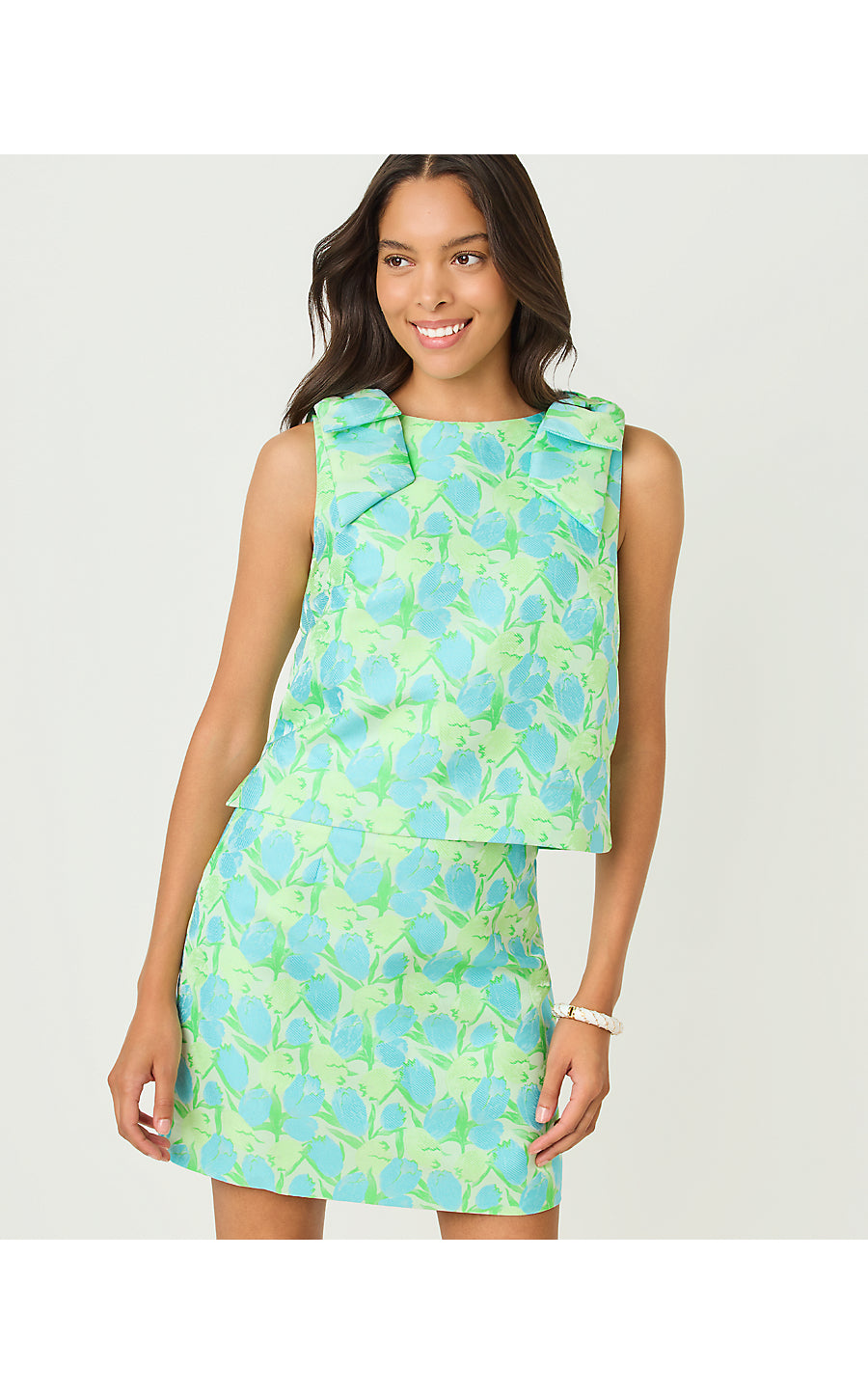 Annaleese Crop Top - Capri Blue - Tulip Tango