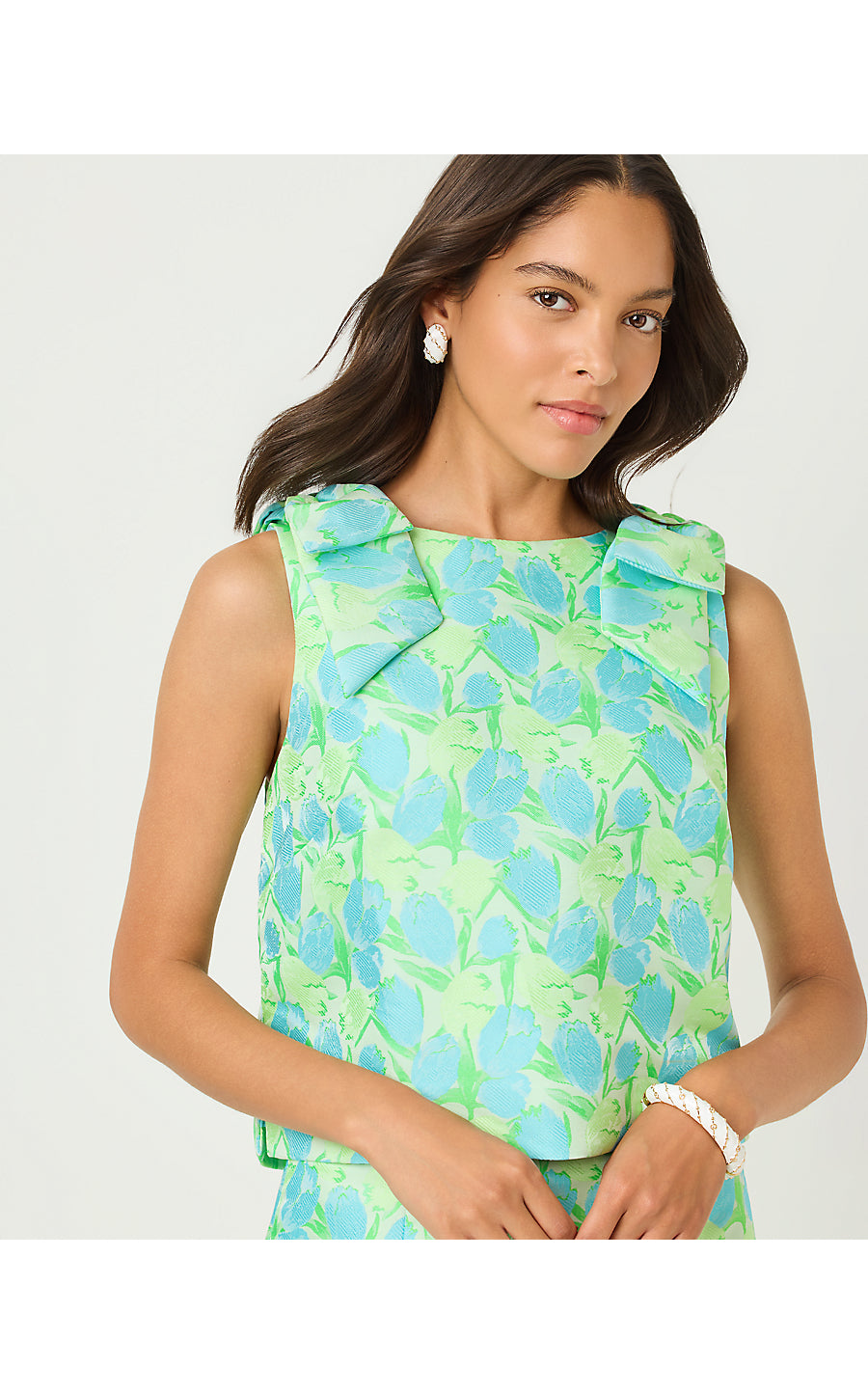 Annaleese Crop Top - Capri Blue - Tulip Tango