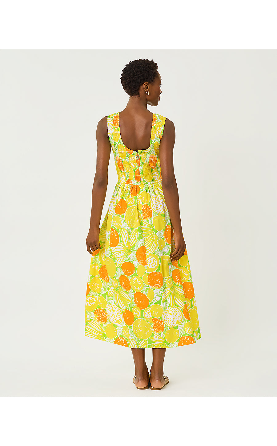 Daisey Midi Dress - Island Palm - Oversized Zesty