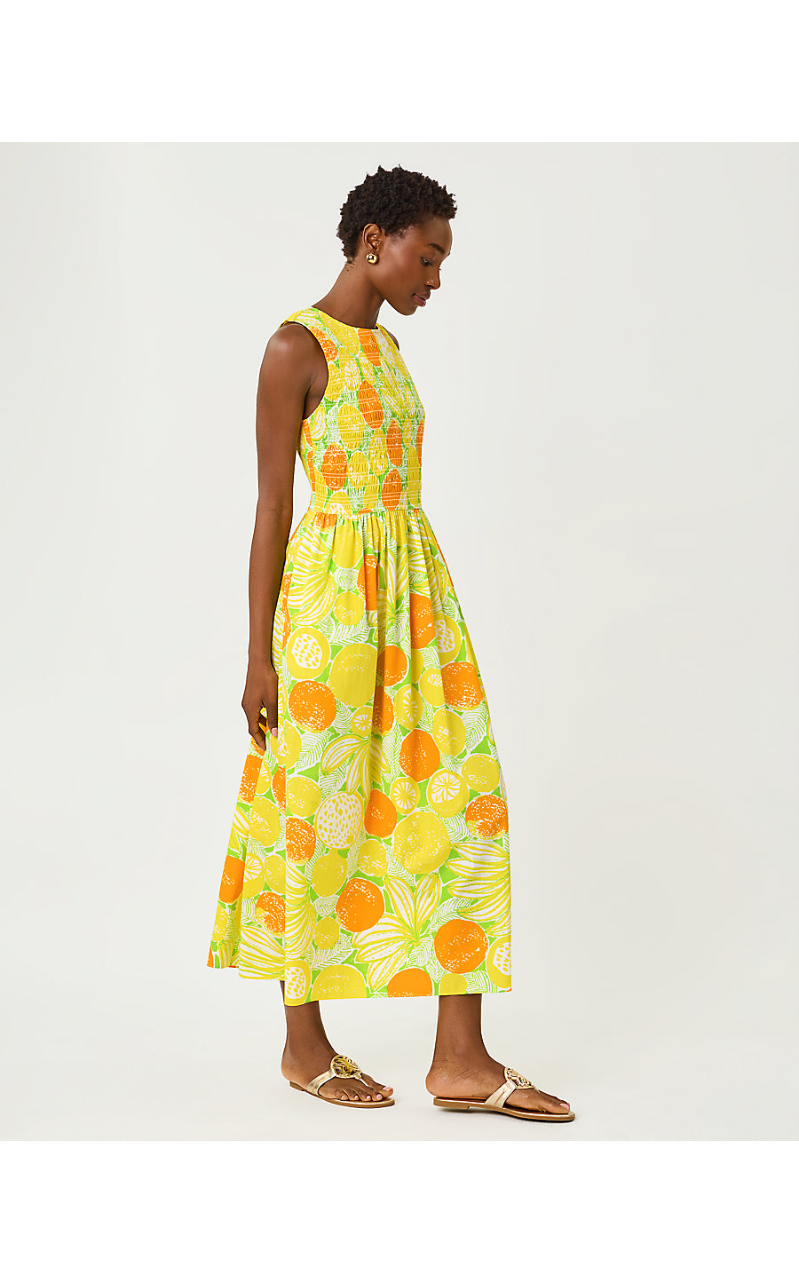 Daisey Midi Dress - Island Palm - Oversized Zesty
