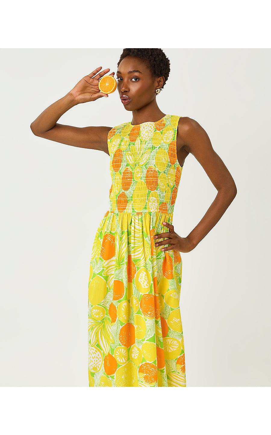 Daisey Midi Dress - Island Palm - Oversized Zesty