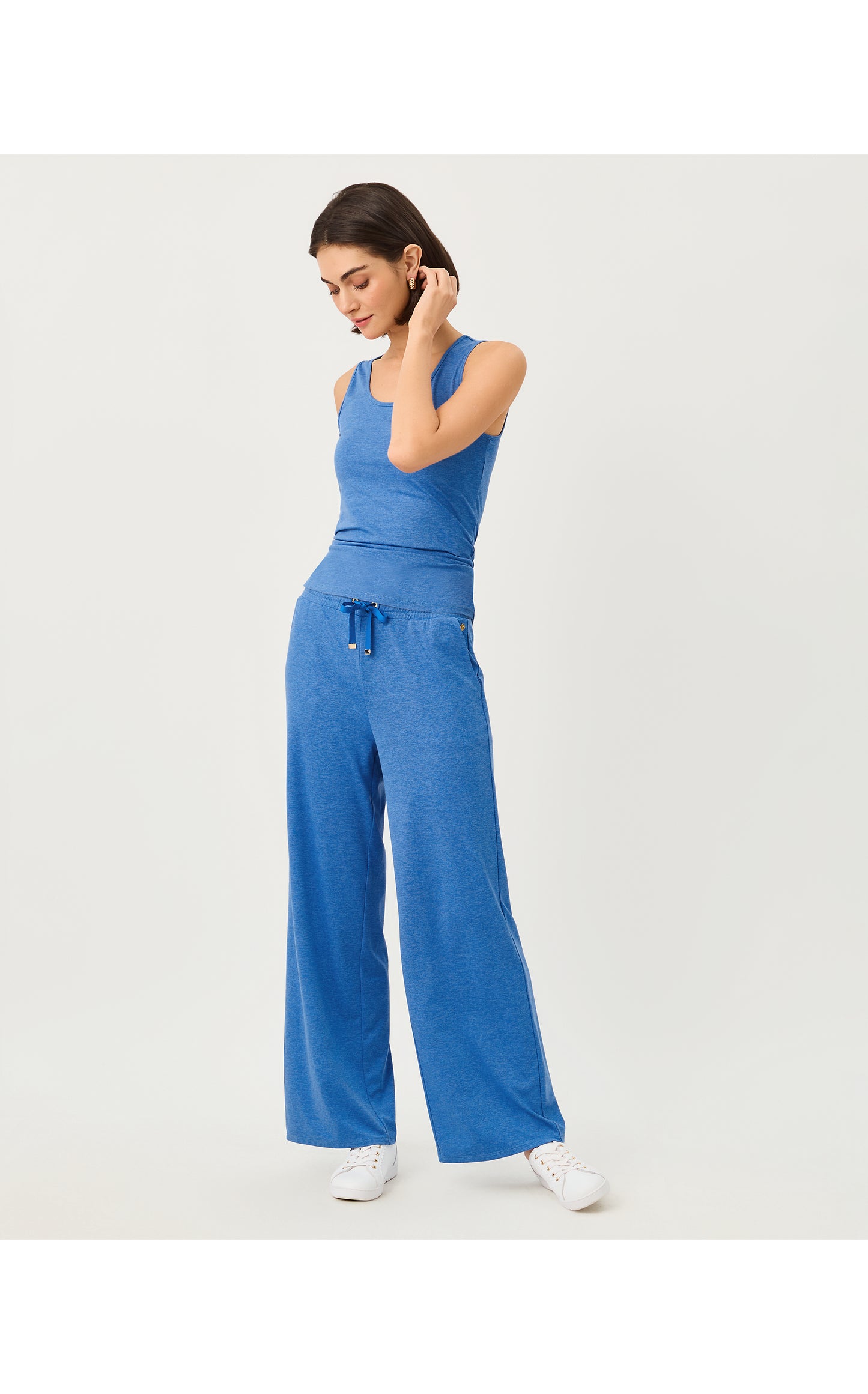 Callie Wide Leg Pant - Heathered Merriweather Blue