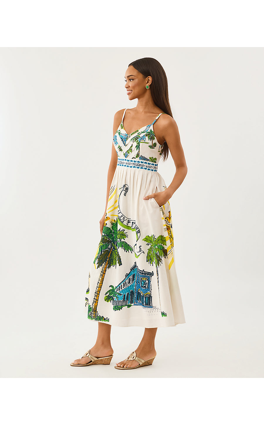 Wendley Midi Dress - Key West Toile