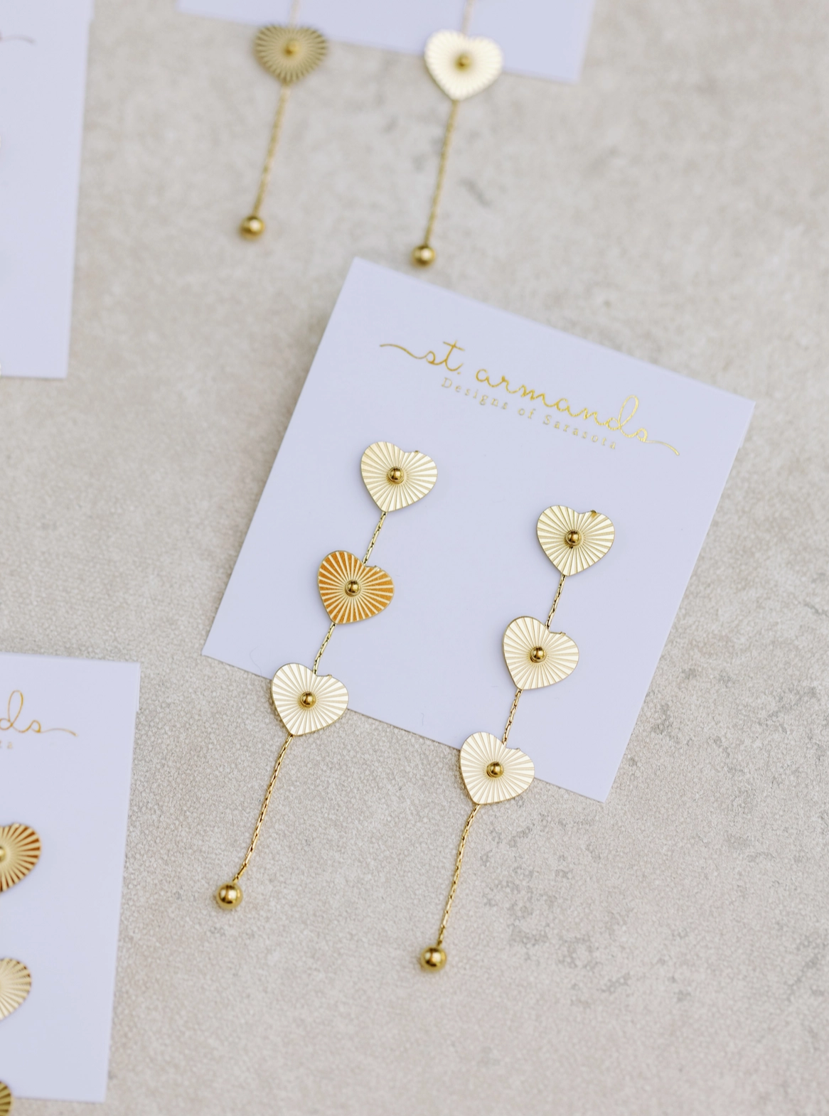 Gold Heart Duster Drop Earrings