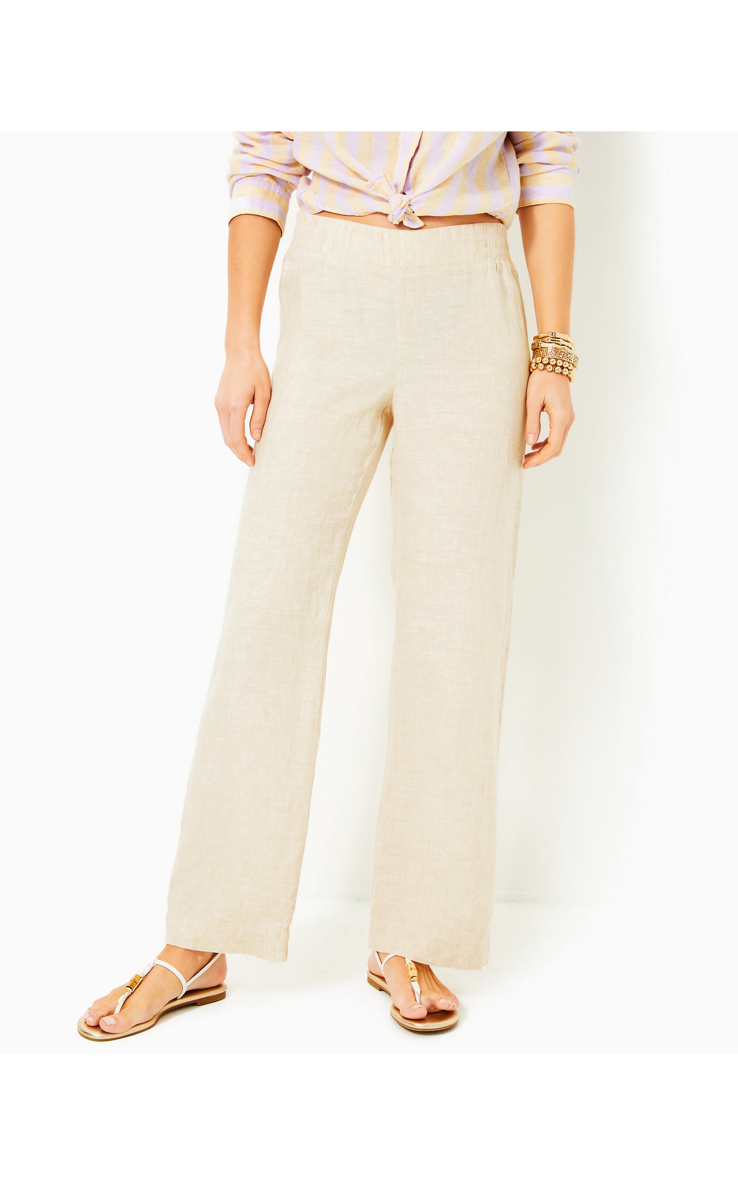 Deri Linen Palazzo Pant - Sand Bar X Resort White