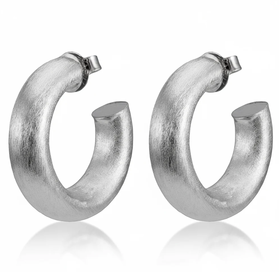 Small Chantal Hoops - Brushed Silver