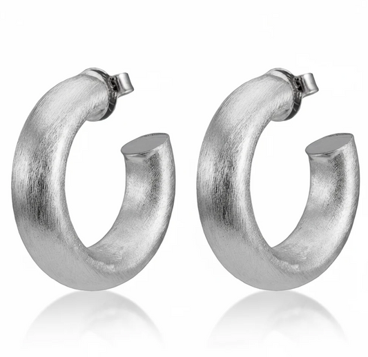 Small Chantal Hoops - Brushed Silver